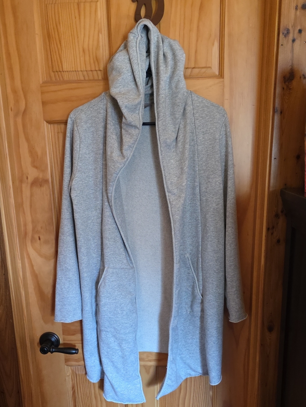 H&M Medium Gray Hooded Cardigan Soft Sweatshirt Feel 2 Pockets